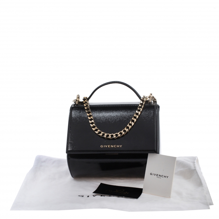 مملوكة مسبقًا Givenchy Black Patent Leather Mini Pandora Box Crossbody Bag