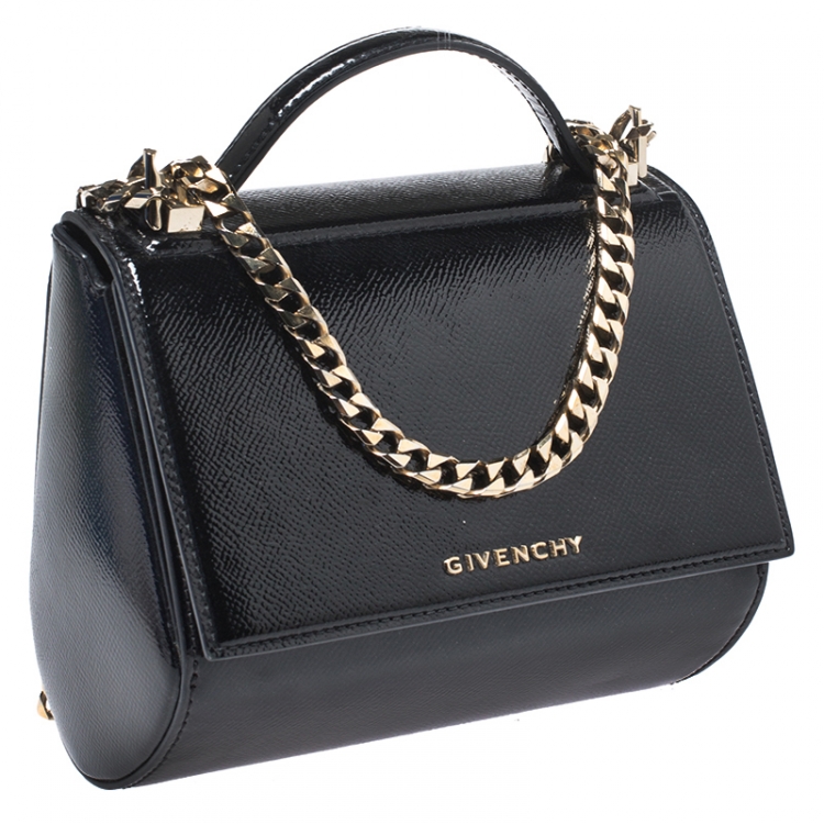 مملوكة مسبقًا Givenchy Black Patent Leather Mini Pandora Box Crossbody Bag