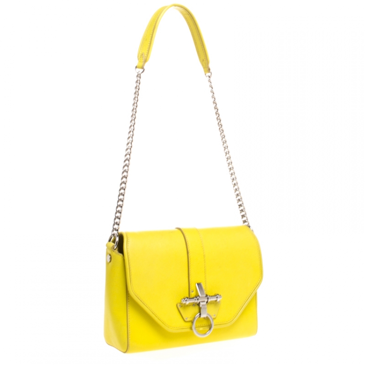 Pre Owned Givenchy Yellow Leather Obsedia Shoulder Bag 
