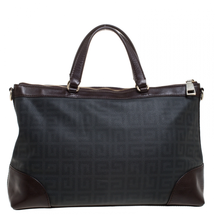 Pre Owned Givenchy Black/Brown Monogram Coated Canvas and Leather Tote