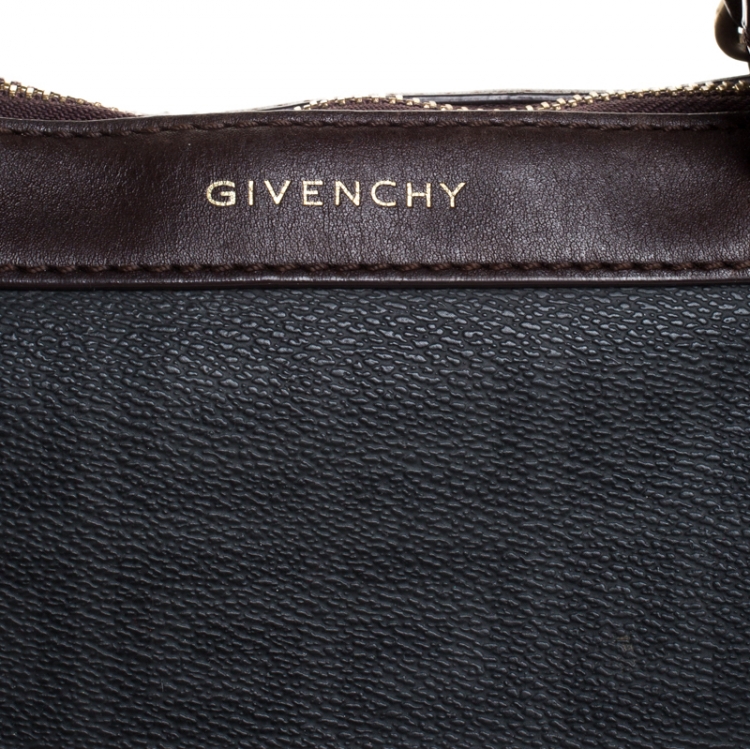 Pre Owned Givenchy Black/Brown Monogram Coated Canvas and Leather Tote