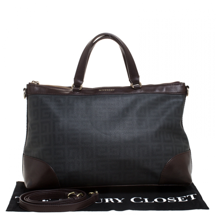 Pre Owned Givenchy Black/Brown Monogram Coated Canvas and Leather Tote