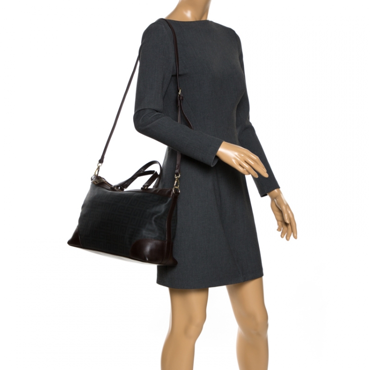 Pre Owned Givenchy Black/Brown Monogram Coated Canvas and Leather Tote