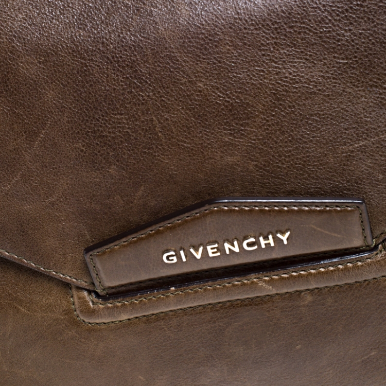 Pre Owned Givenchy Brown Leather Antigona Envelope Clutch