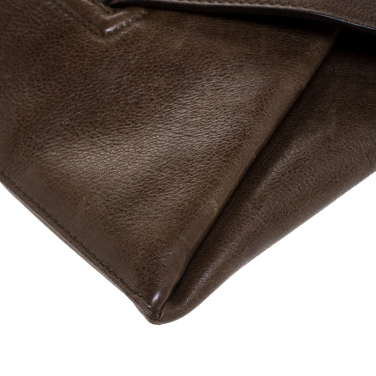 Pre Owned Givenchy Brown Leather Antigona Envelope Clutch