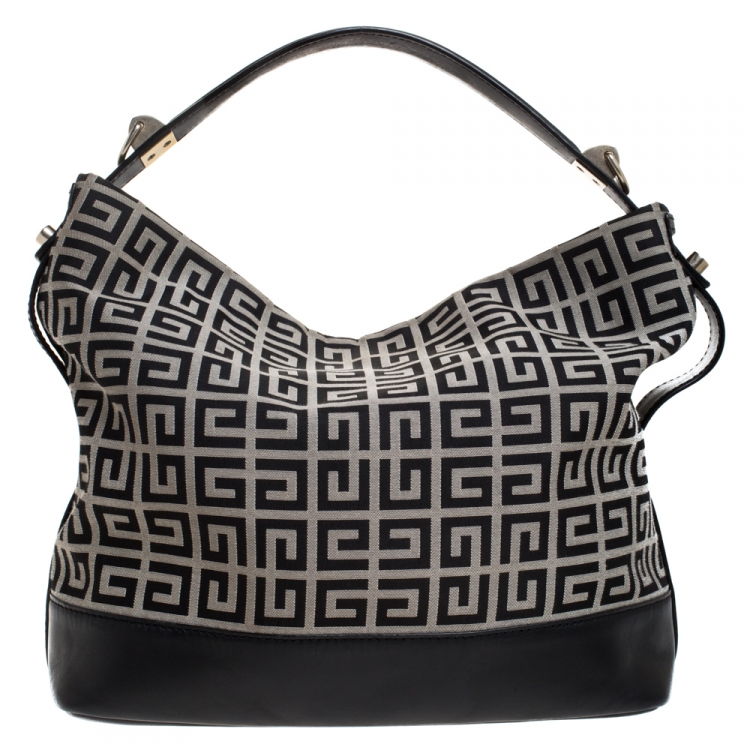 مملوكة مسبقًا Givenchy Black/Grey Monogram Canvas and Leather Hobo