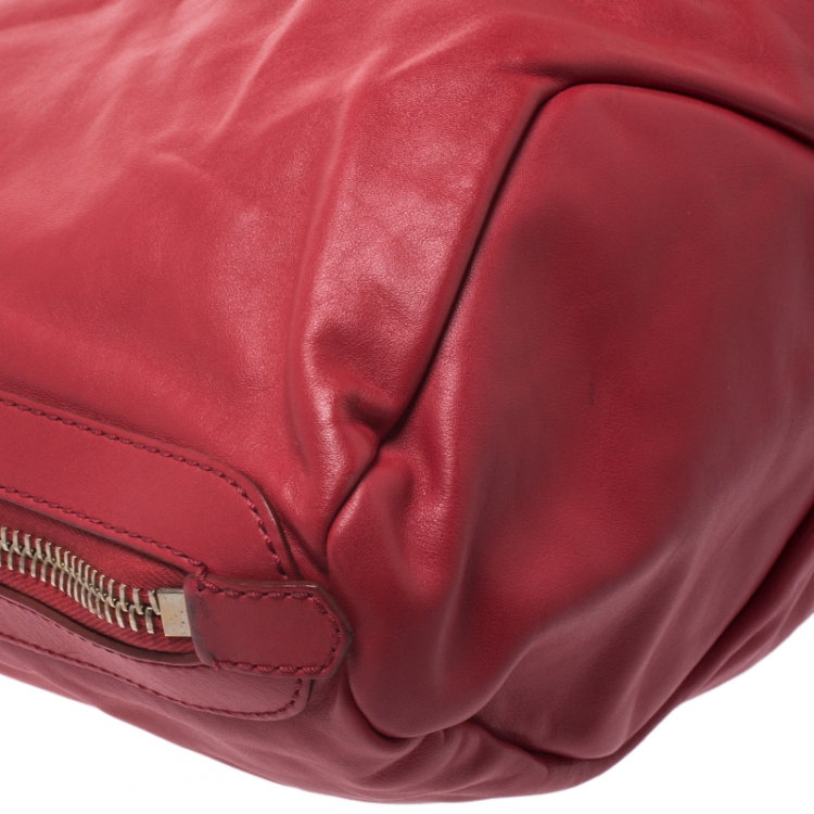 Pre Owned Givenchy Red Leather Side Zip Tote