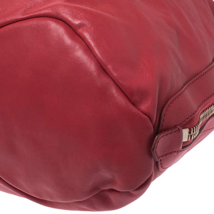 Pre Owned Givenchy Red Leather Side Zip Tote
