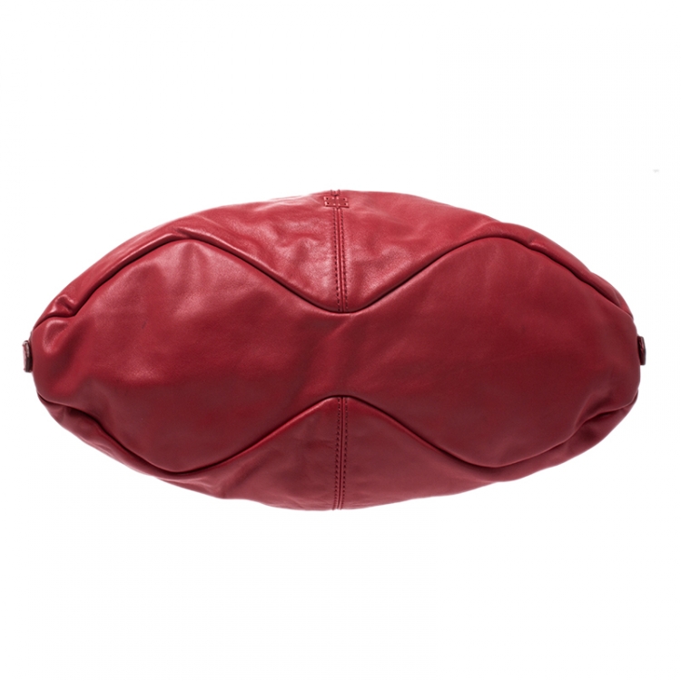 Pre Owned Givenchy Red Leather Side Zip Tote