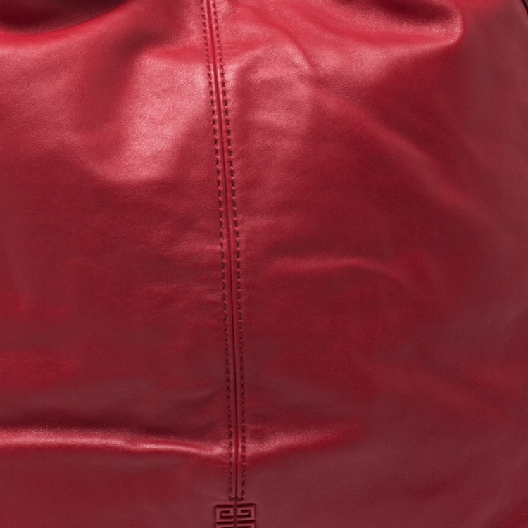 Pre Owned Givenchy Red Leather Side Zip Tote