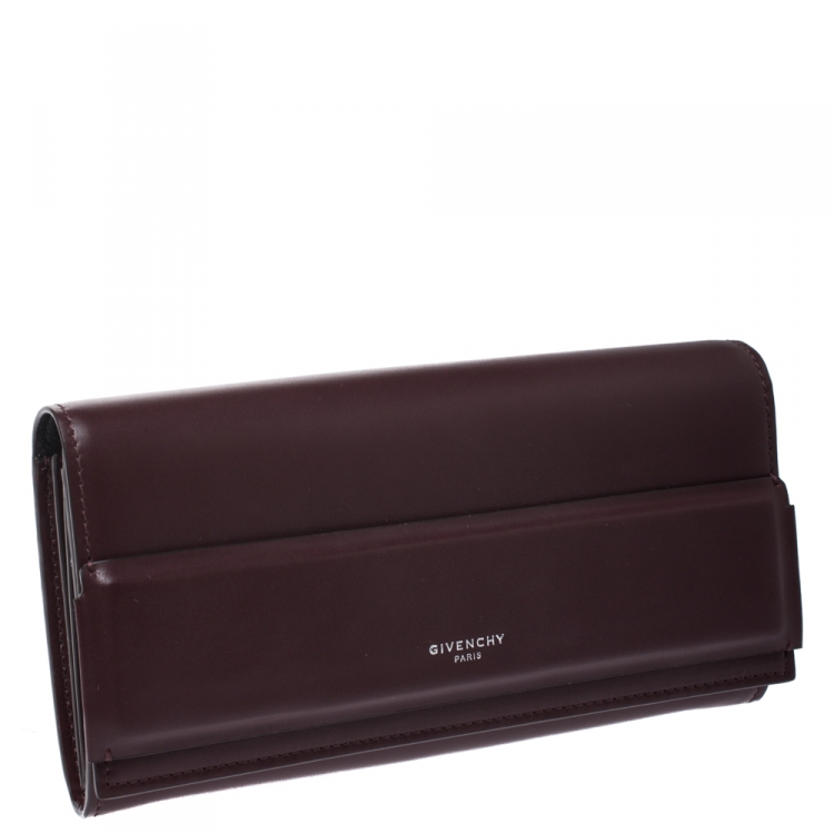 Pre Owned Givenchy Burgundy Leather Horizon Continental Wallet