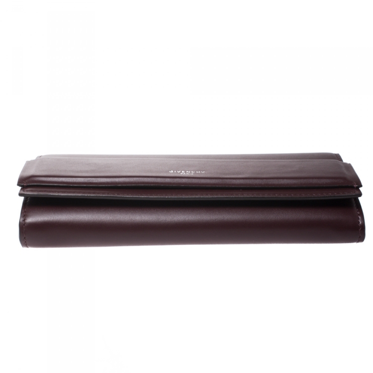 Pre Owned Givenchy Burgundy Leather Horizon Continental Wallet