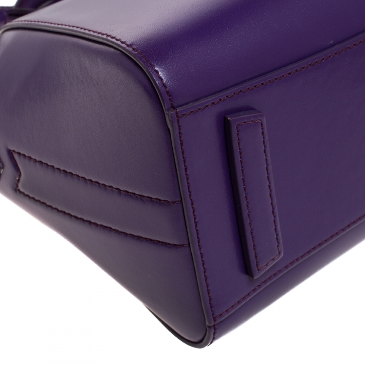 Pre Owned Givenchy Purple Leather Mini Antigona Satchel