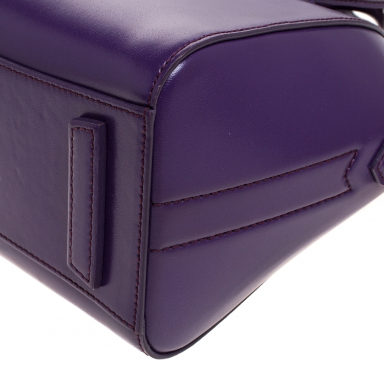 Pre Owned Givenchy Purple Leather Mini Antigona Satchel