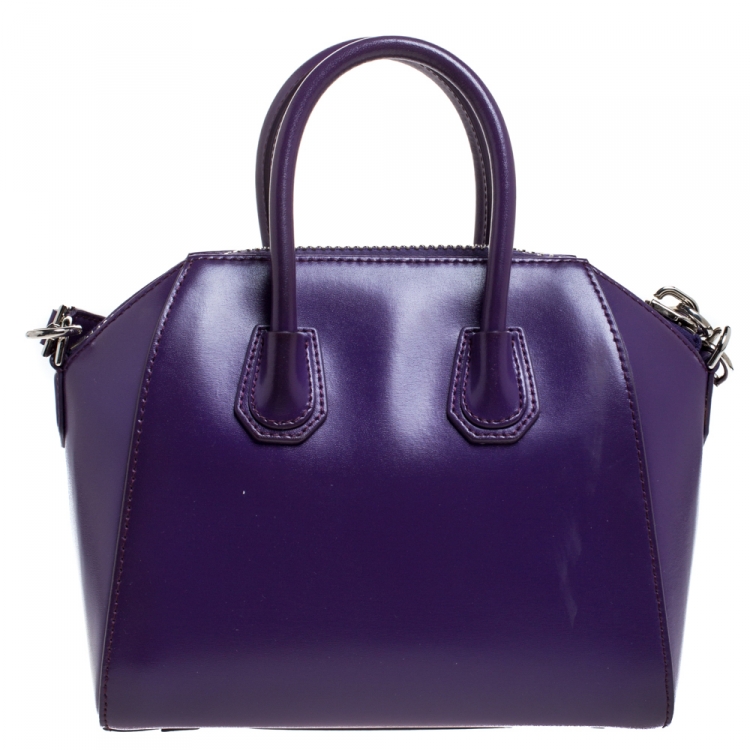 Pre Owned Givenchy Purple Leather Mini Antigona Satchel