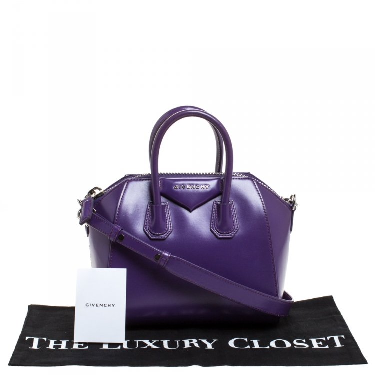 Pre Owned Givenchy Purple Leather Mini Antigona Satchel