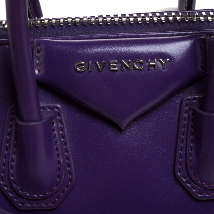 Pre Owned Givenchy Purple Leather Mini Antigona Satchel