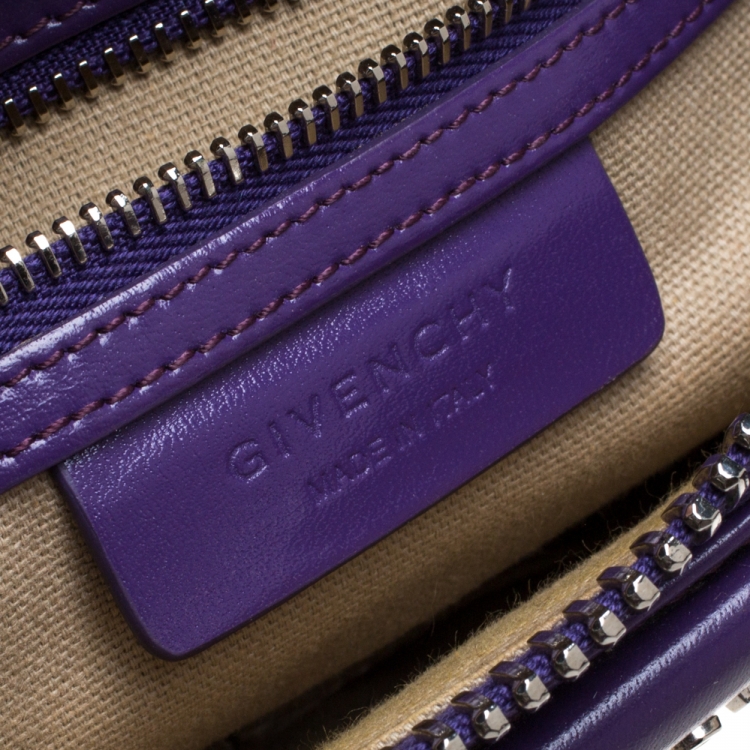 Pre Owned Givenchy Purple Leather Mini Antigona Satchel