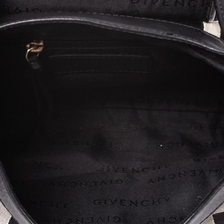 Pre Owned Givenchy Black/Grey Signature Canvas and Leather Shoulder Bag