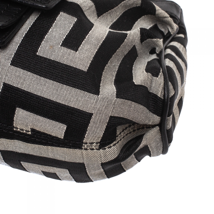 Pre Owned Givenchy Black/Grey Signature Canvas and Leather Shoulder Bag