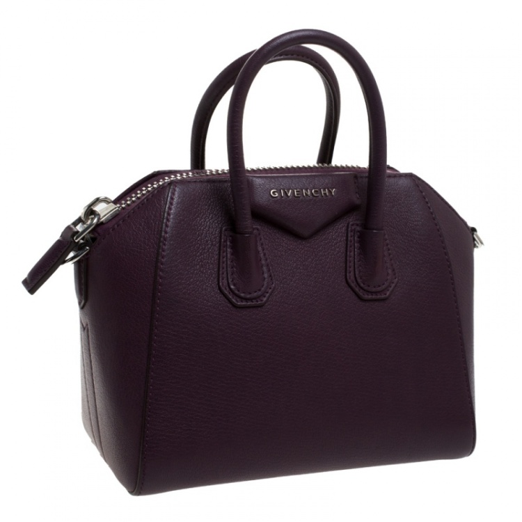 Pre Owned Givenchy Purple Leather Mini Antigona Satchel