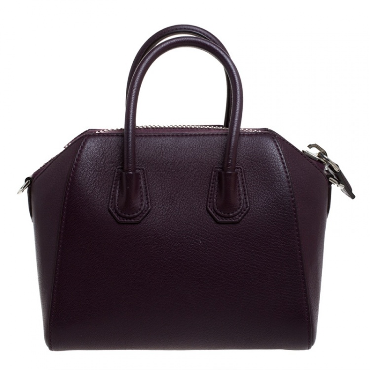 Pre Owned Givenchy Purple Leather Mini Antigona Satchel