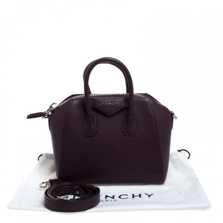 Pre Owned Givenchy Purple Leather Mini Antigona Satchel