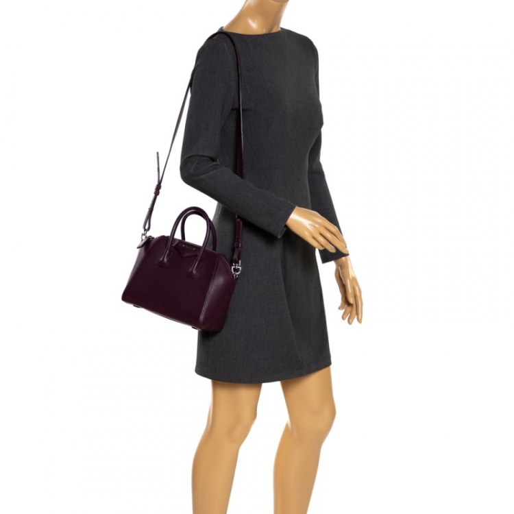 Pre Owned Givenchy Purple Leather Mini Antigona Satchel
