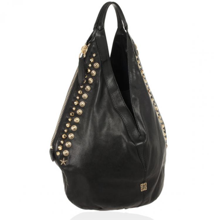 Pre Owned Givenchy Black Studded Tinhan Hobo Bag