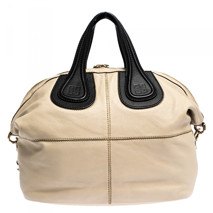 مملوكة مسبقًا Givenchy Beige/Black Leather Medium Nightingale Satchel