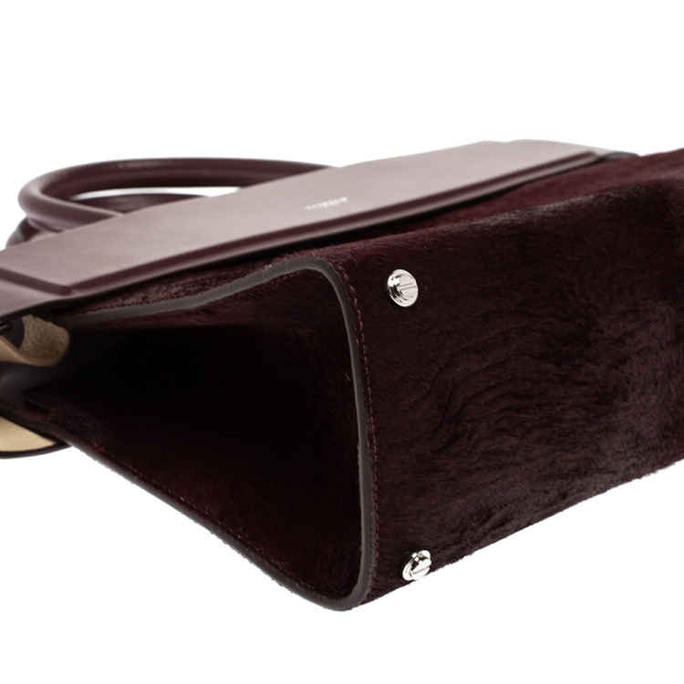 Pre Owned Givenchy Burgundy Calfhair and Leather Horizon Satchel