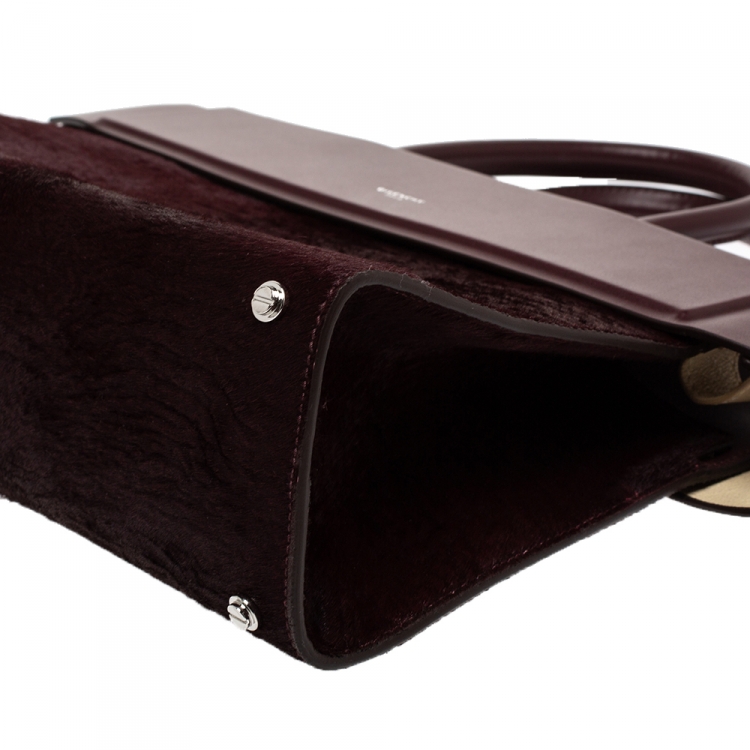 Pre Owned Givenchy Burgundy Calfhair and Leather Horizon Satchel