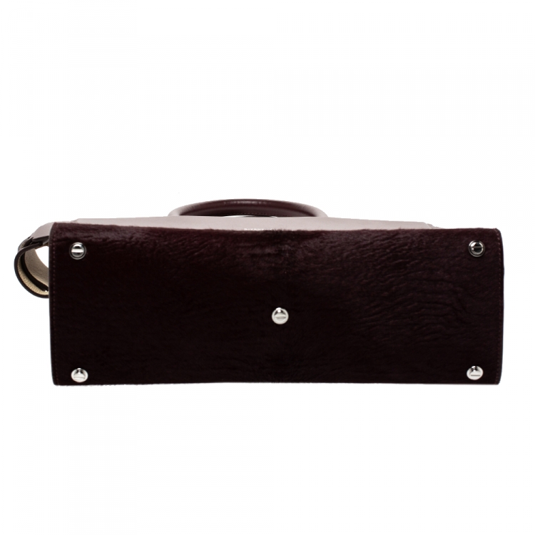 Pre Owned Givenchy Burgundy Calfhair and Leather Horizon Satchel
