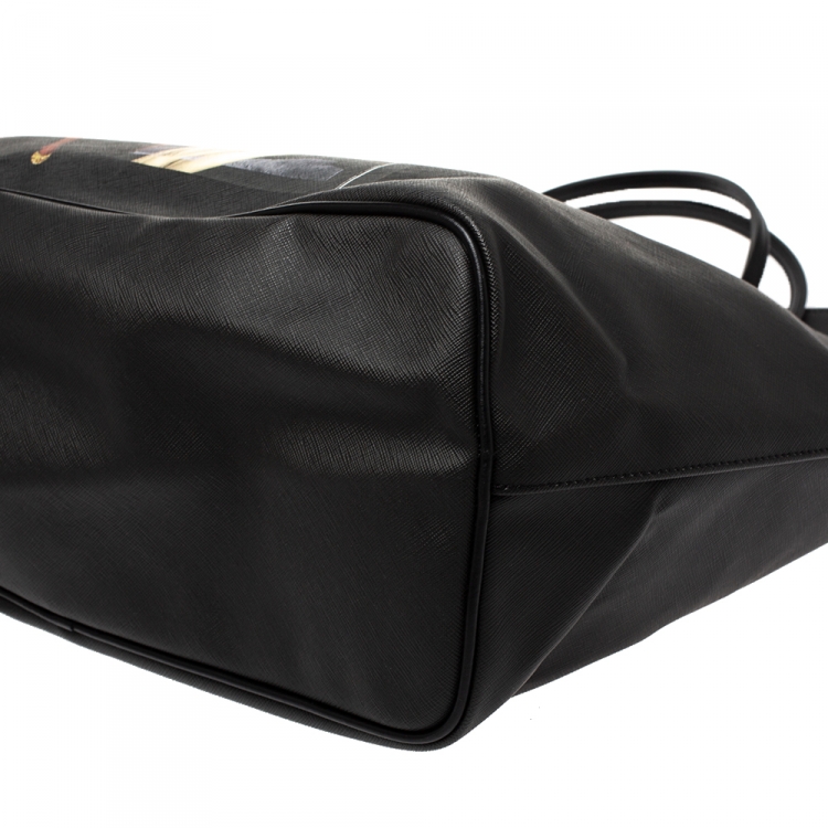Pre Owned Givenchy Black Bambi Print Coated Canvas and Leather Antigona Shopper Tote