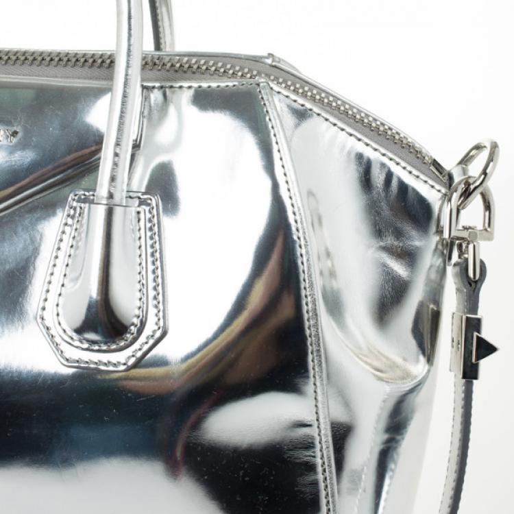 Pre Owned Givenchy Silver Leather Antigona Tote