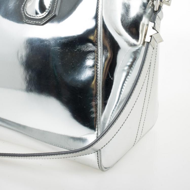 Pre Owned Givenchy Silver Leather Antigona Tote
