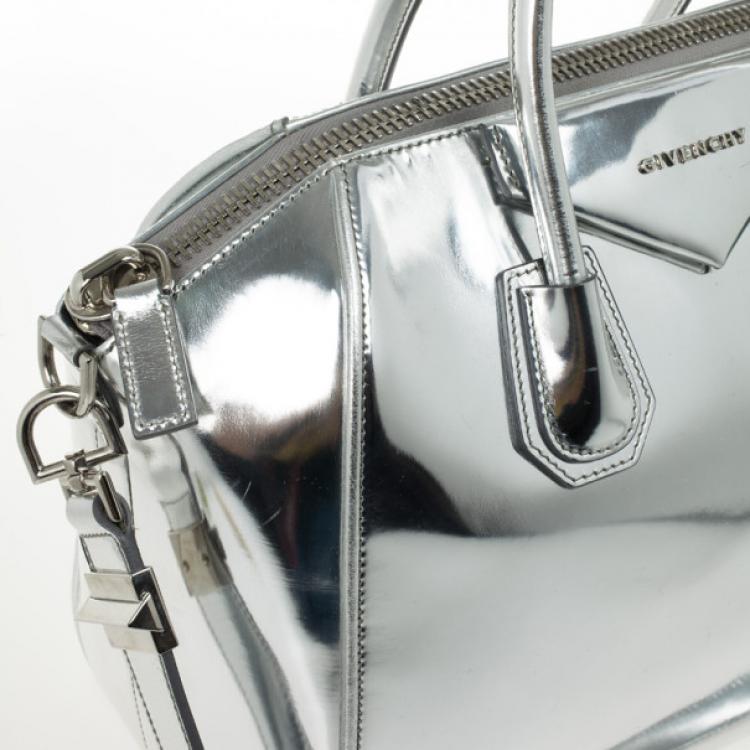 Pre Owned Givenchy Silver Leather Antigona Tote