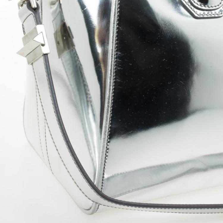 Pre Owned Givenchy Silver Leather Antigona Tote