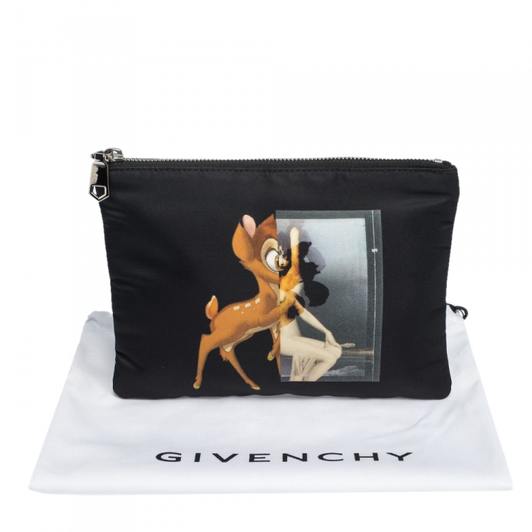 Pre Owned Givenchy Black Nylon Bambi Zip Pouch