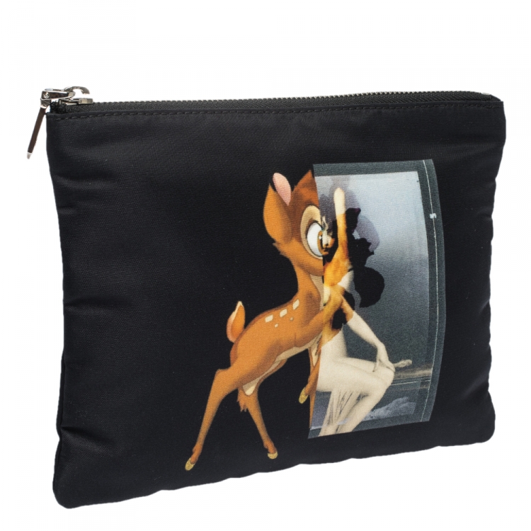 Pre Owned Givenchy Black Nylon Bambi Zip Pouch