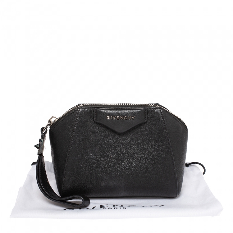 Pre Owned Givenchy Black Leather Antigona Wristlet 