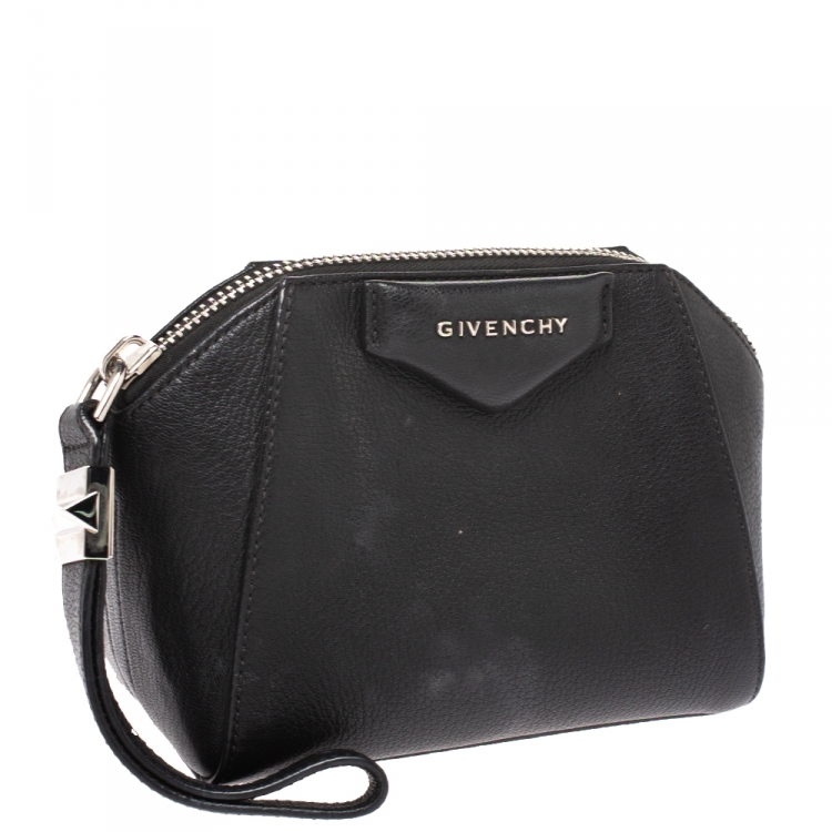 Pre Owned Givenchy Black Leather Antigona Wristlet 