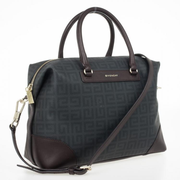 Pre Owned Givenchy Monogram Leather Trim Boston Bag
