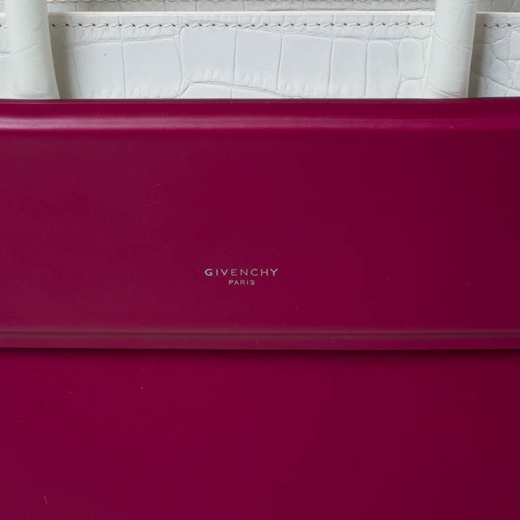 Pre Owned Givenchy Fuchsia/White Leather Horizon Tote