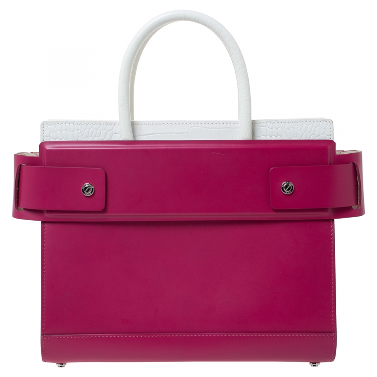 Pre Owned Givenchy Fuchsia/White Leather Horizon Tote
