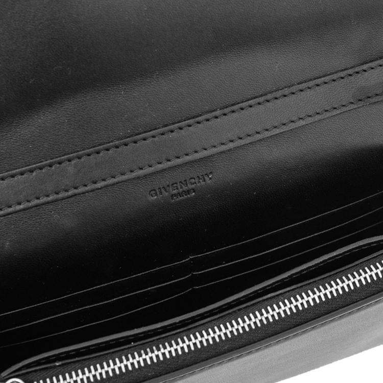 Pre Owned Givenchy Black Leather Pandora Studded Chain Wallet