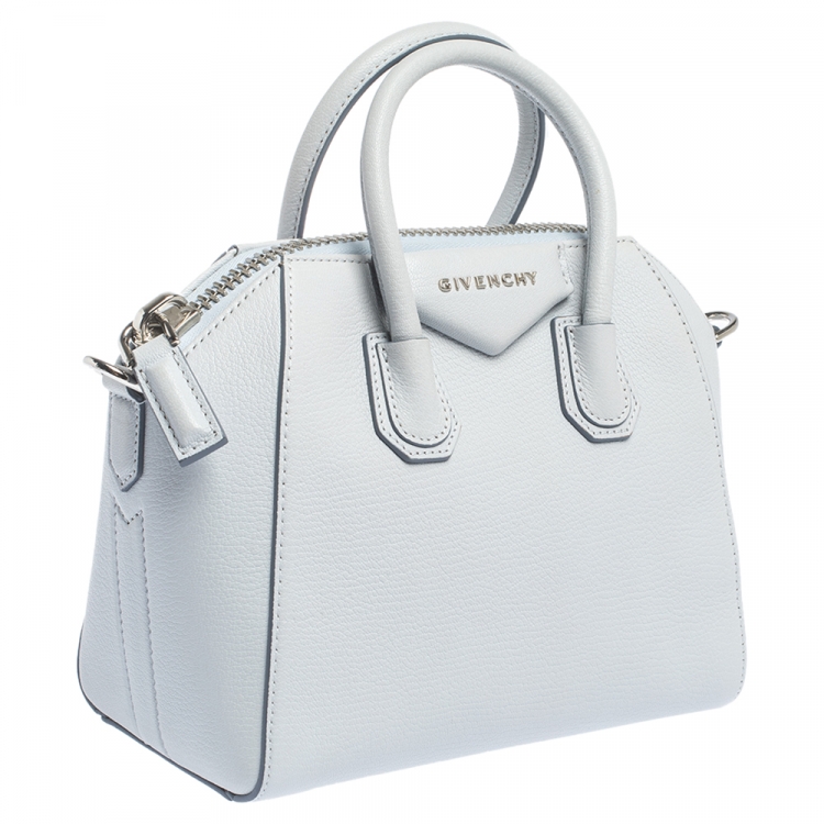Pre Owned Givenchy Sky Blue Leather Mini Antigona Satchel