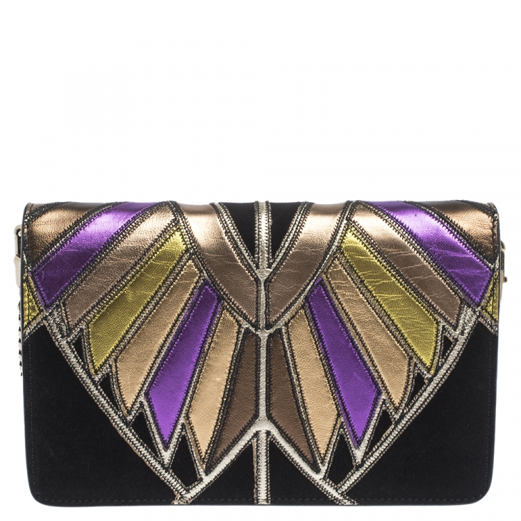 Pre Owned Givenchy Multicolor Leather and Suede Chain Clutch