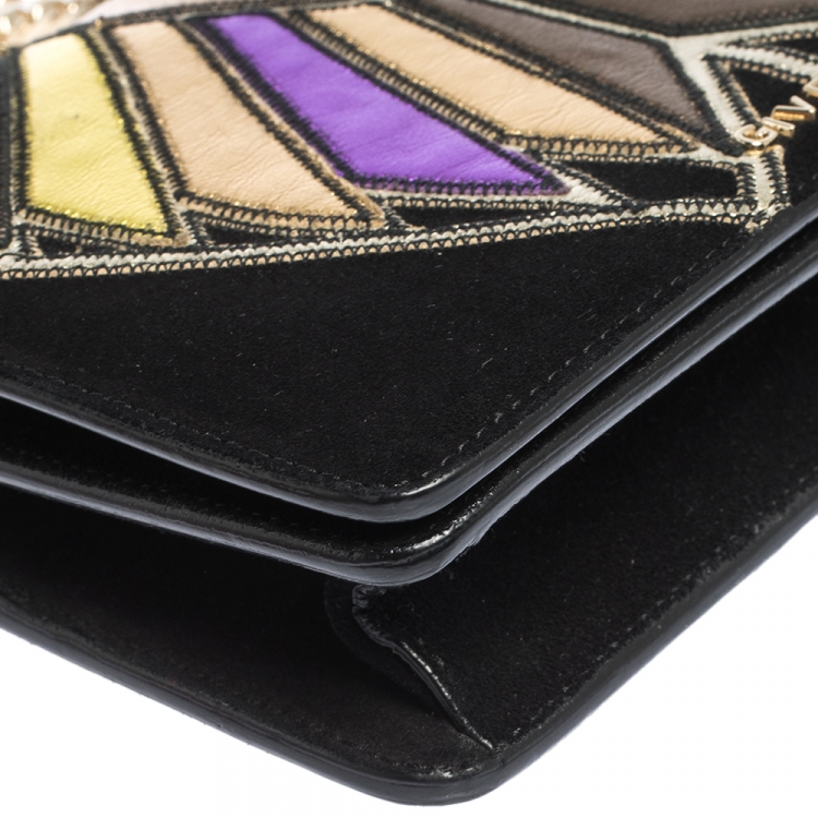 Pre Owned Givenchy Multicolor Leather and Suede Chain Clutch