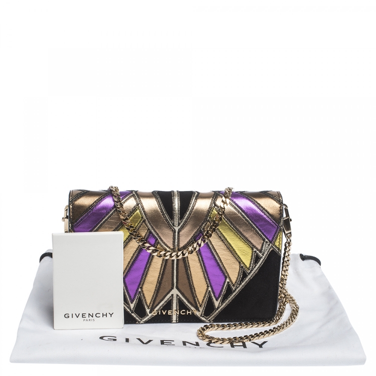 Pre Owned Givenchy Multicolor Leather and Suede Chain Clutch